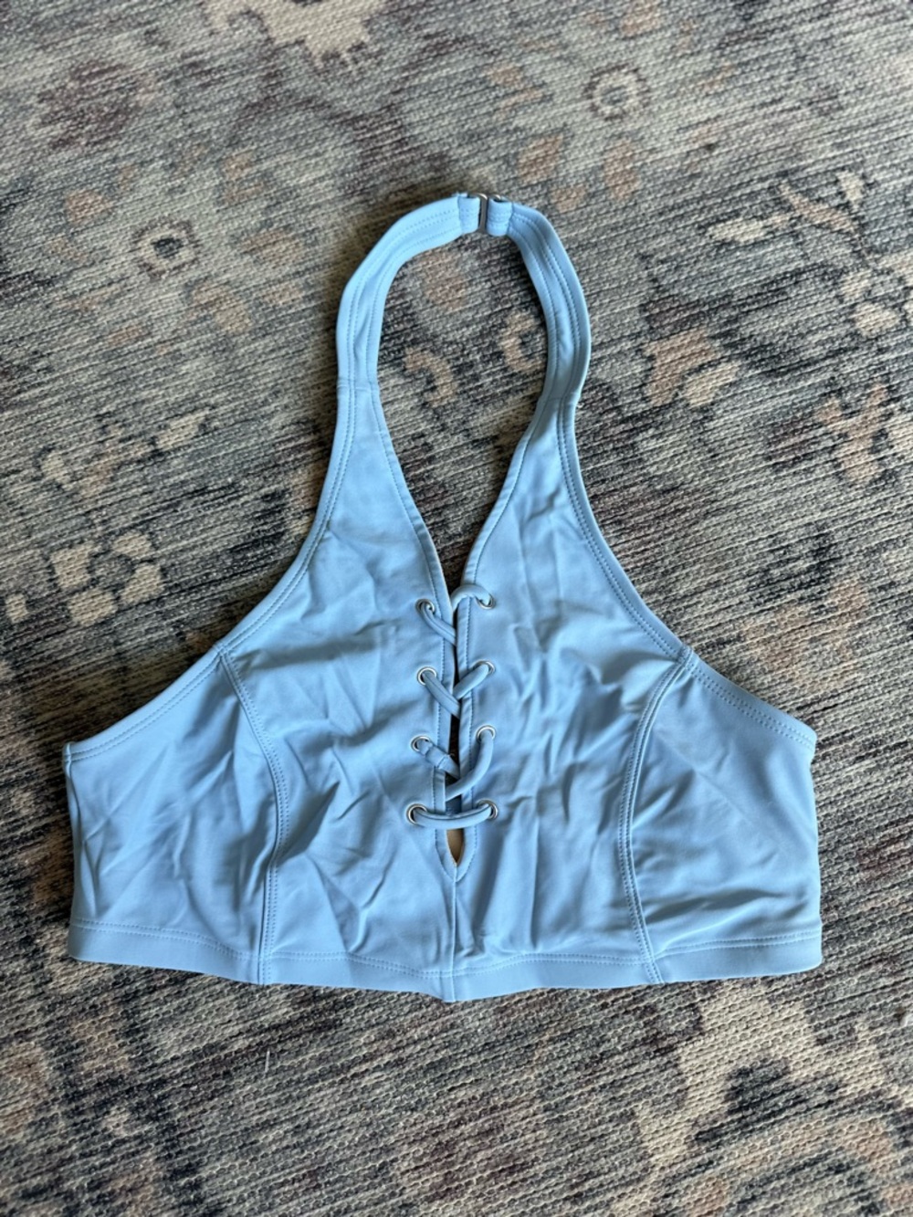 Old Navy Light Blue Lace-Up Halter Bikini Top